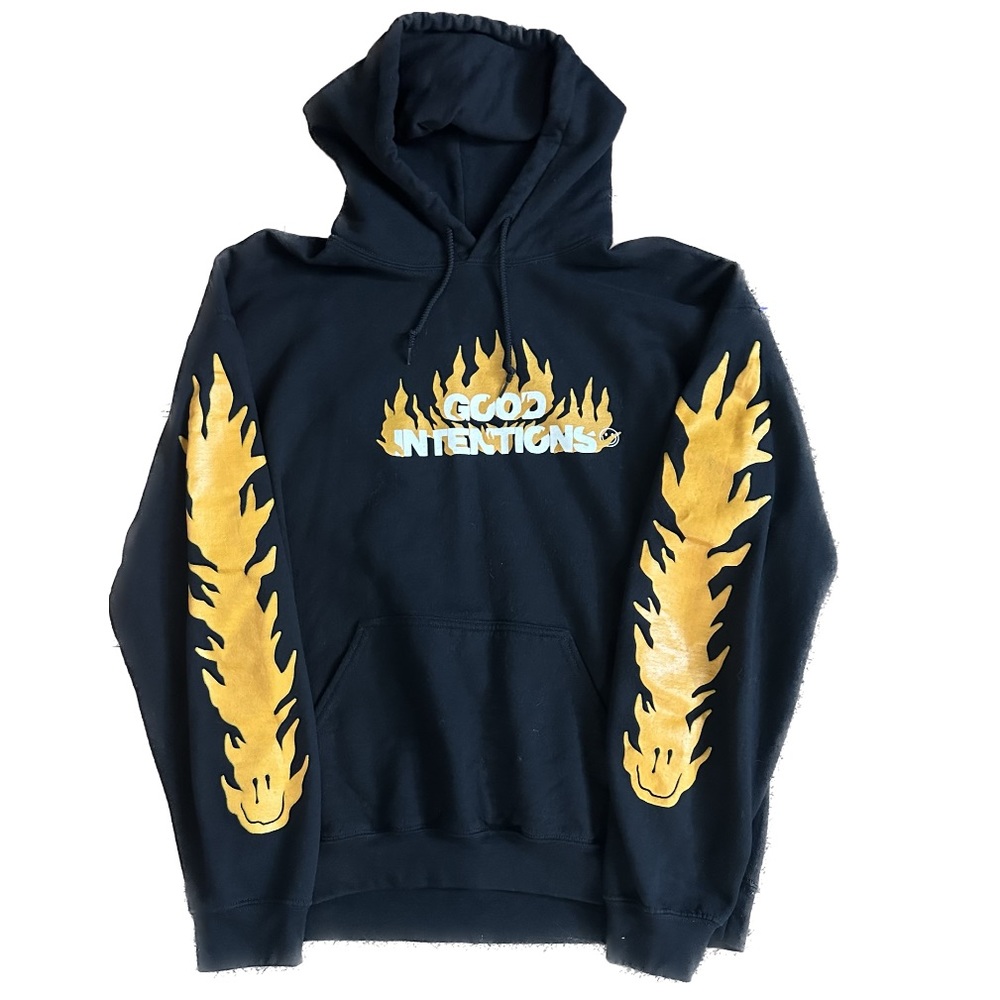 Good Intentions XO double sided logo firehead hoodie black Size Large -E…